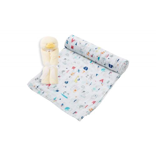  Angel Dear Swaddle and Blankie Gift Set, Animal Alpahbet with Duck