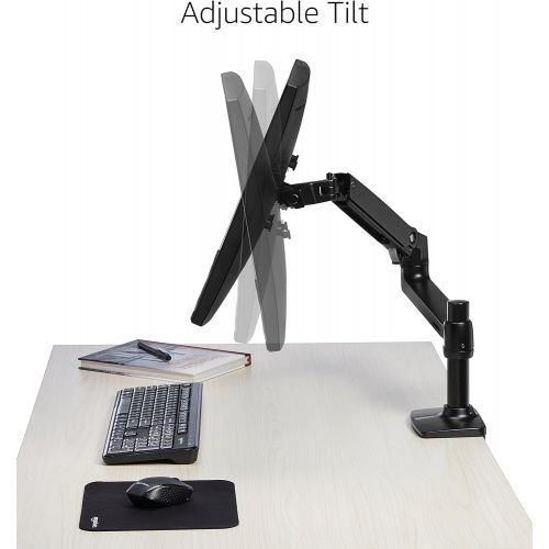  [아마존베스트]AmazonBasics Premium Single 32 Inch Monitor Stand - Lift Engine Arm Mount, Aluminum