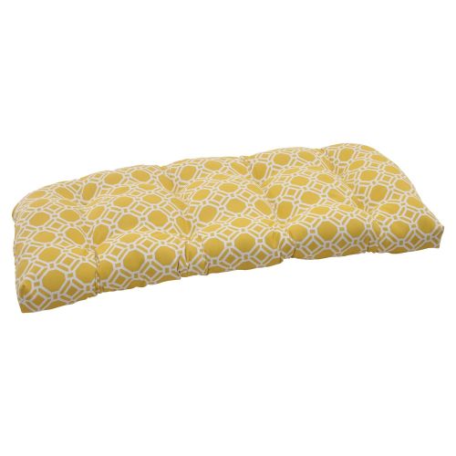  Pillow Perfect Outdoor Rossmere Wicker Loveseat Cushion, Yellow