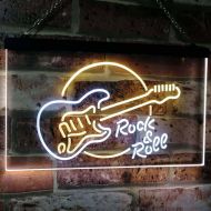 AdvpPro ADVPRO Rock & Roll Electric Guitar Band Room Music Dual Color LED Neon Sign White & Yellow 16 x 12 st6s43-i2303-wy
