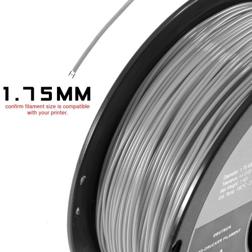  HATCHBOX PLA 3D Printer Filament, Dimensional Accuracy +- 0.03 mm, 1 kg Spool, 1.75 mm, White