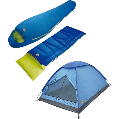  Alpinizmo High Peak USA Summit 20 + Pilot 20 Sleeping Bag + Monodome 3 Tent Combo Set, One Size, Blue