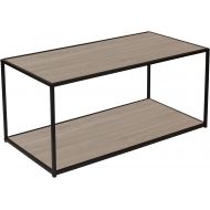 Flash Furniture Midtown Collection Sonoma Oak Wood Grain Finish Coffee Table with Black Metal Frame