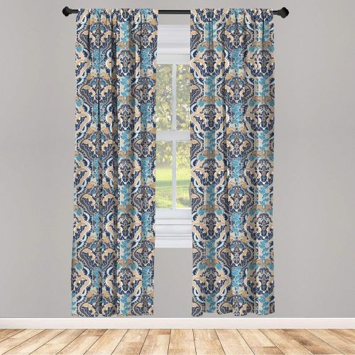  Ambesonne Royal Blue Curtains Sea Animals Decor, Hammerhead Shark School Ocean Dangerous Predator Wild Nature Picture, Living Room Bedroom Decor, 2 Panel Set, 108 W X 84 L inches,