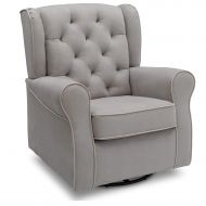 Delta Furniture Delta Children Emerson Upholstered Glider Swivel Rocker Chair, Dove Grey with Soft Grey Welt