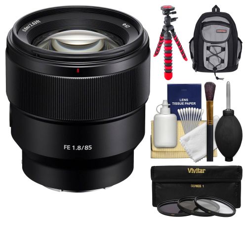 소니 Sony Alpha E-Mount FE 85mm f1.8 Lens with Backpack + 3 UVCPLND8 Filters + Tripod + Kit
