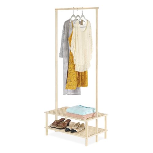  Whitmor Wood Shelves Garment Rack Natural