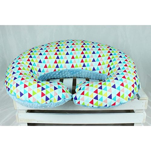  NuvaArt Nursing Pillow Triangles Blue, Breastfeeding Pillow, Baby Support Pillow, Big Pillow + Cover With Zipper | Nuva