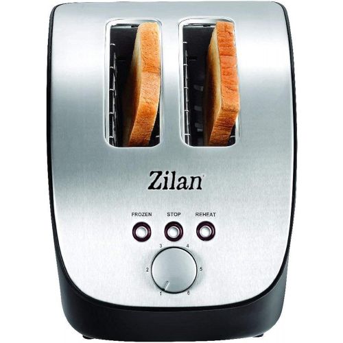  Zilan Edelstahl Toaster | 2 Scheiben Toaster | Design Toaster | Schrag Ttoaster | Toastautomat | Roestautomat | 1000 Watt | Edelstahl-Gehause | Stufenlos einstellbar | INOX-Design |