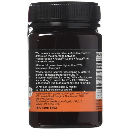  Wedderspoon Raw Manuka Honey Active 16+, 17.6-Ounce Jar (17.6 oz)