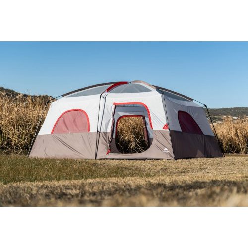  AYAMAYA Ozark Trail Hazel Creek 14 Person Family Tent,Spacious,with Durable Steel Legs and a Lightweight Fiberglass Roof,Color Coded Hubs and Poles for Easy Set up,6 Windows for Proper Ven