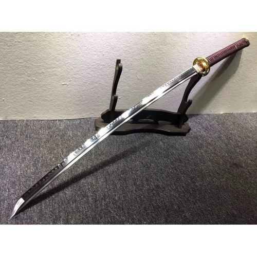  Lin creative Kendo Sword,Nihontou Katana,Hand Forged,High Carbon Steel Burn Blade,Leather,Alloy