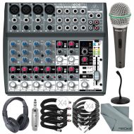 Photo Savings Behringer XENYX 1202FX 12 Channel Audio Mixer w Effects Processor and Deluxe Bundle w Samson Q6 Mic & Stand + Studio-Reference Headphones + Cables + More