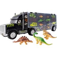 [아마존 핫딜] WolVol Giant Dinosaur Transporter Truck Toy Carrier with Cars and Dinosaurs, Great Toy Truck and Car Carrier