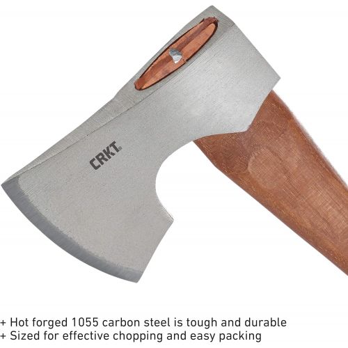 컬럼비아 Columbia River Knife & Tool CRKT Birler Compact Axe: Forged by War, Outdoor Camping or Pack Axe, High Carbon Steel, Tennessee Hickory Handle 2745