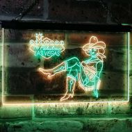 ADVPRO Cowgirl Welcome to Las Vegas Beer Bar Display Dual Color LED Neon Sign Green & Yellow 16 x 12 st6s43-i2737-gy