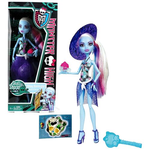 몬스터하이 Mattel Year 2011 Monster High Skull Shores Series 10 Inch Doll - Abbey Bominable Daughter of the Yeti with Coconut-Shaped Cup, Purple Hat, Earrings, Map Card, Hairbrush and Doll St
