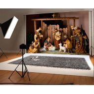 Yeele 9x6ft Birth of Jesus Photography Backdrop Christ Christmas Manger Scene Figurines Virgin Mary Little Sheep Background Pictures Party Banner Decor Portrait Photo Booth Shootin