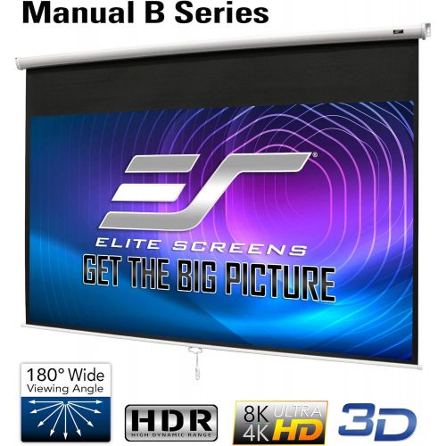  Elite Screens Manual Series, 100-INCH 16:9, Pull Down Manual Projector Screen with AUTO LOCK, Movie Home Theater 8K  4K Ultra HD 3D Ready, 2-YEAR WARRANTY, M100XWH