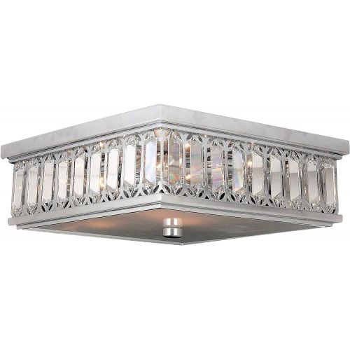  Worldwide Lighting Athens Collection 6 Light Chrome Finish and Clear Crystal Flush Mount Ceiling Light 14 Square Medium