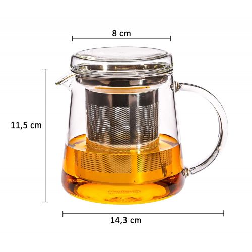  Trendglas Jena Teekanne for Two fuer Zwei Tassen mit Edelstahlfilter, 0,4 Liter