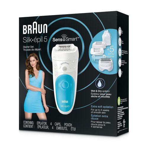 브라운 Braun Epilator for Women, Hair Removal for Women, Silk-epil 5-5890 SensoSmart Electric Shaver, Bikini Trimmer, Electric Trimmer, Womens Epilator