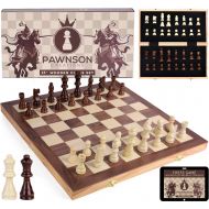 [아마존 핫딜]  [아마존핫딜]Pawnson Creations Wooden Chess Set for Kids and Adults - 15 Staunton Chess Set - Large Folding Chess Board Game Sets - Storage for Pieces | Wood Pawns - Unique E-Book for Beginner - 2 Extra Queens