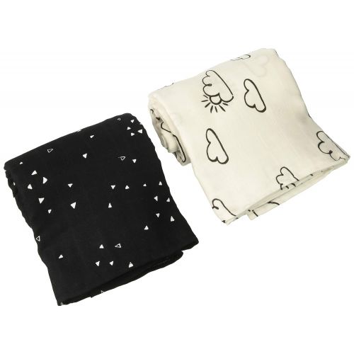 짐보리 Gymboree Baby 2-Pack Swaddle Blanket, black/white cloud triangle, NS