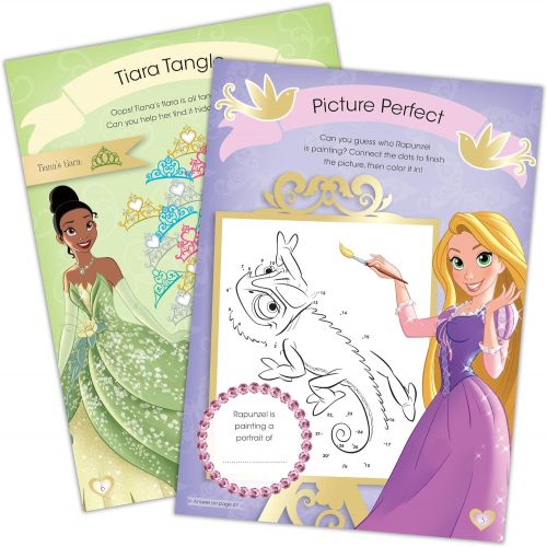 디즈니 Disney Princess Bendon 45574 Aladdin Princess Jasmine Activity Book with Jewel Stickers, Multicolor