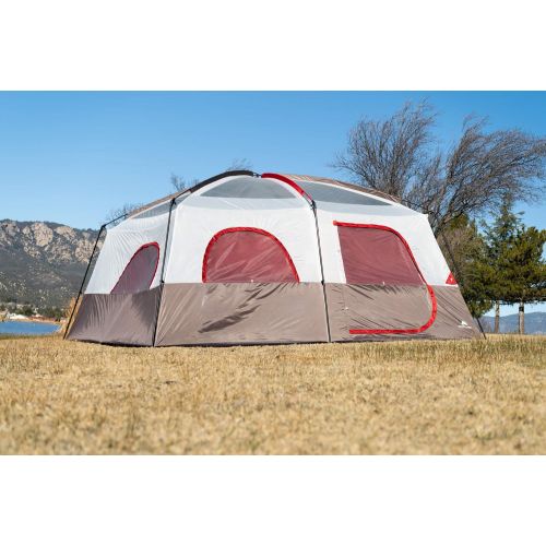  AYAMAYA Ozark Trail Hazel Creek 14 Person Family Tent,Spacious,with Durable Steel Legs and a Lightweight Fiberglass Roof,Color Coded Hubs and Poles for Easy Set up,6 Windows for Proper Ven