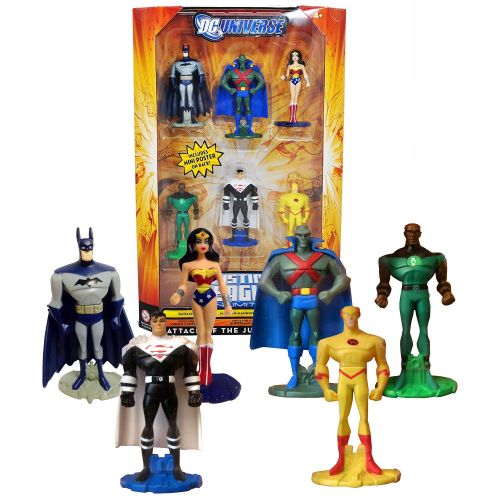  DUJ Year 2008 DC Universe Justice League Unlimited JLU 6 Pack 3 Inch Tall Figure - Attack of The Justice Lords with Batman, Martian Manhunter, Wonder Woman, Green Lantern, Superman