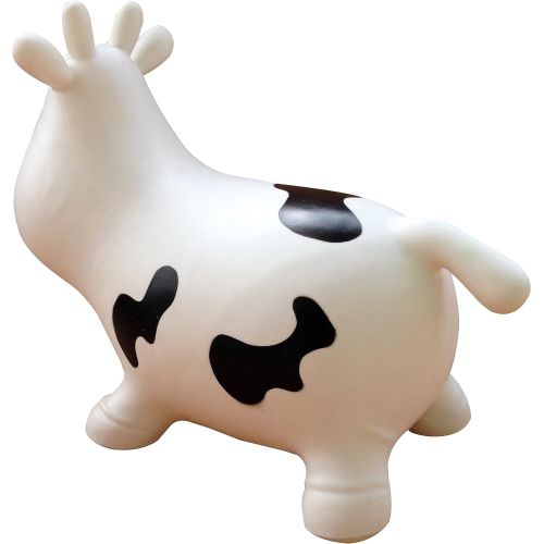  [아마존베스트]AppleRound White Cow Bouncer with Hand Pump, Inflatable Space Hopper, Ride-on Bouncy Animal