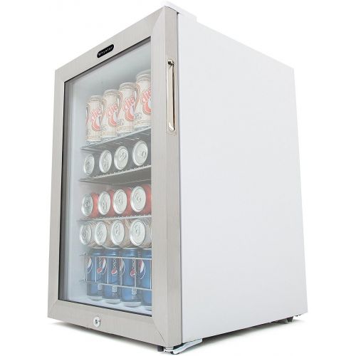  Whynter BR-091WS, 90 Can Capacity Stainless Steel Beverage Refrigerator with Lock, White
