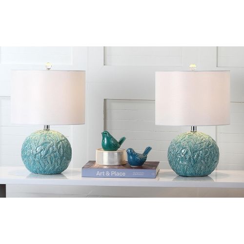  Safavieh Lighting Collection Robinson Light Blue 20-inch Table Lamp (Set of 2)