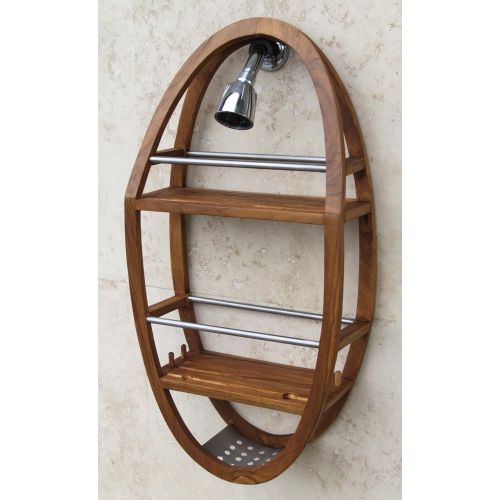  AquaTeak The Original Moa Teak & Stainless Shower Organizer