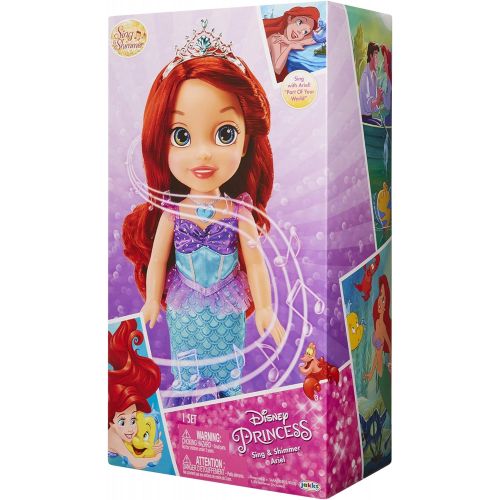디즈니 Visit the Disney Princess Store Disney Princess Ariel Doll The Little Mermaid Sing & Shimmer Toddler Doll, Princess Ariel Sings Part of Your World When You Press Her Jeweled Necklace [Amazon Exclusive]