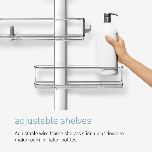 심플휴먼 Simplehuman simplehuman Adjustable Shower Caddy XL, Stainless Steel + Anodized Aluminum