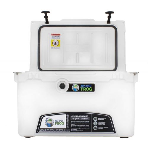  Frosted Frog White 45 Quart Ice Chest Heavy Duty High Performance Roto-Molded Commercial Grade Insulated Cooler