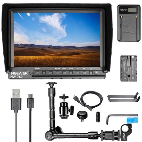 니워 Neewer NW-760 7 inches Full HD 1920x1200 IPS Screen Camera Field Monitor Kit for Sony Canon Nikon Olympus Pentax Panasonic,Include NW-760 Monitor,Magic Arm,USB Battery Charger,F550