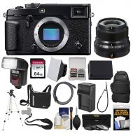 Fujifilm X-Pro2 Wi-Fi Digital Camera Body with 23mm f2.0 XF Lens + 64GB Card + Case + Flash + Battery & Charger + Tripod + Kit