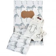 Milkbarn Organic Newborn Gown, Hat and Swaddle Blanket Keepsake Set, Grey Zebra