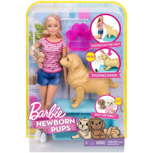 바비 Barbie Newborn Pups Doll & Pets