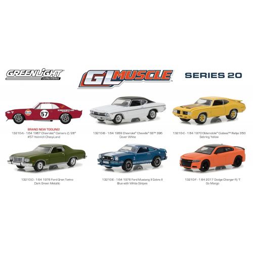 마이스토 Greenlight Muscle Series 20, 6pc Set 1/64 Diecast Model Cars by Greenlight 13210