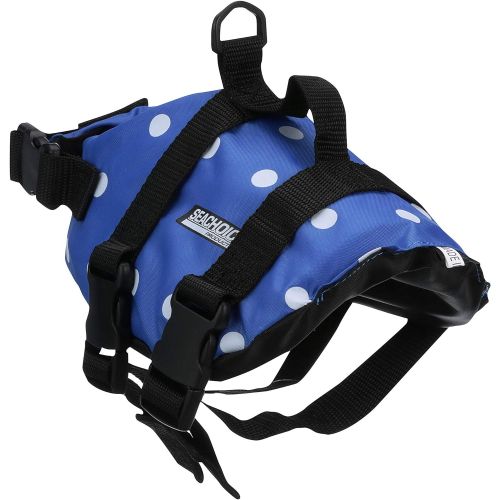  Seachoice 86260 Dog Life Vest - Adjustable Life Jacket for Dogs, with Grab Handle, Blue Polka Dot, Size XXS, up to 6 Pounds