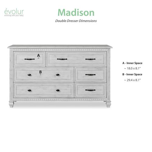  Evolur Madison Double Dresser, Antique Grey Mist