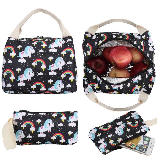  BTOOP Bookbag Girls School Backpack Unicorn Schoolbag with Insulated Lunch bag for Teens Kids Travel Daypack