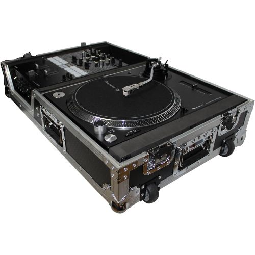 프로 Pro-X ProX XS-TMC1012W Flight Case w Wheels for Single Turntables+1012 DJ Mixers