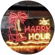 ADVPRO Happy Hour Relax Beach Sun Bar Dual Color LED Neon Sign Red & Yellow 16 x 12 st6s43-i2558-ry
