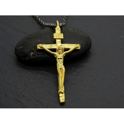  CrazyAss Jewelry Designs gold cross necklace mens, vintage gold cross, mens cross pendant, two tone cross necklace, mens cross necklace, cross gift for him