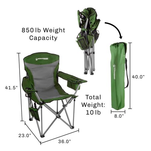  Guide Wakeman Outdoors Heavy Duty Camp Chair-850lb High Weight Capacity Big Tall Quad Seat-Cup Holder